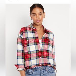New Old Navy Loose Flannel Boyfriend Shirt for Women - Large